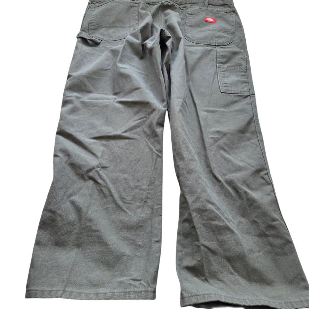 Dickies Jeans Mens 44x30.5 Green Carpenter Work Utility Durable Canvas Flaws*